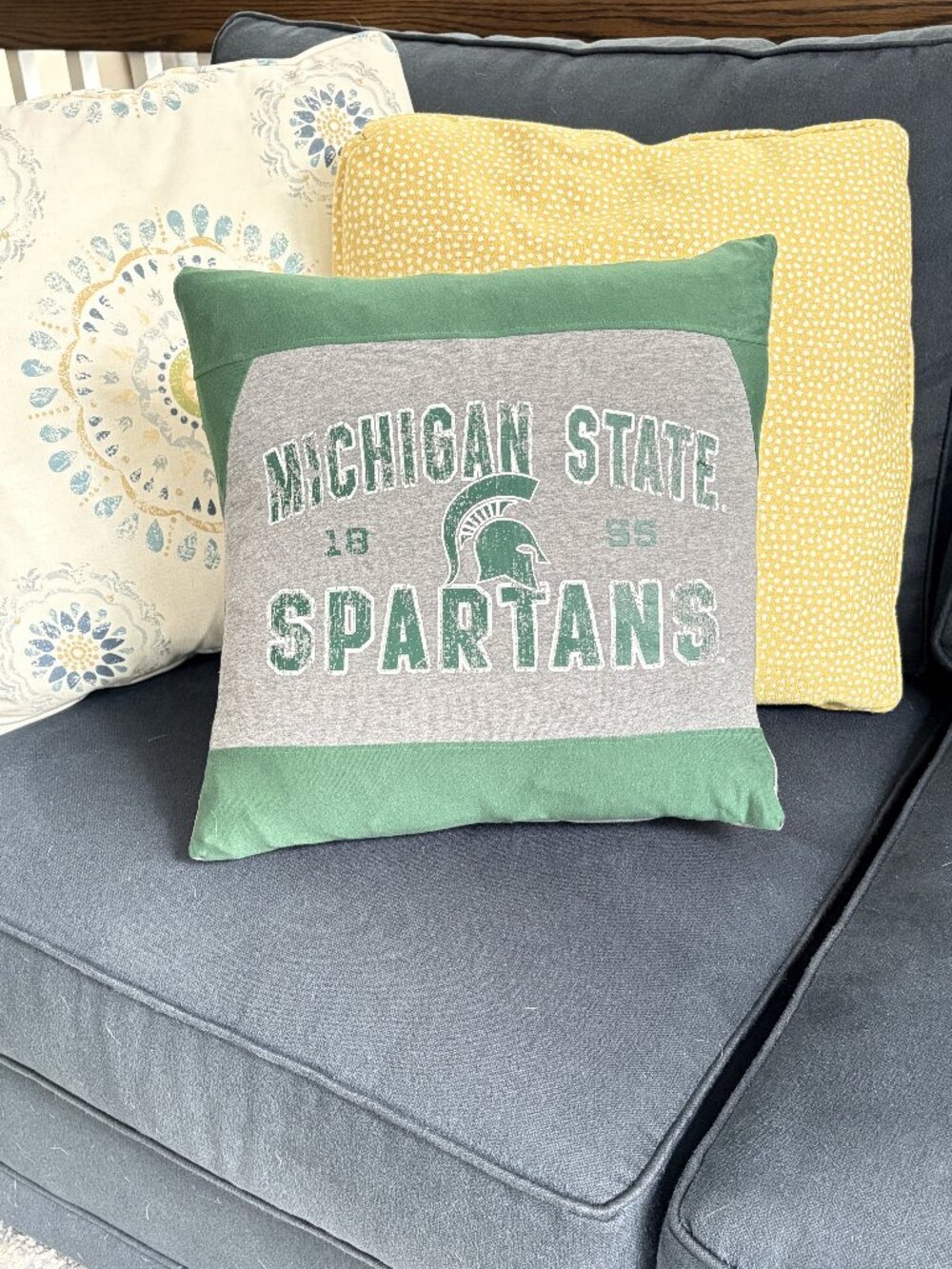 Michigan State University Spartans reworked t-shirt throw pillow cover only